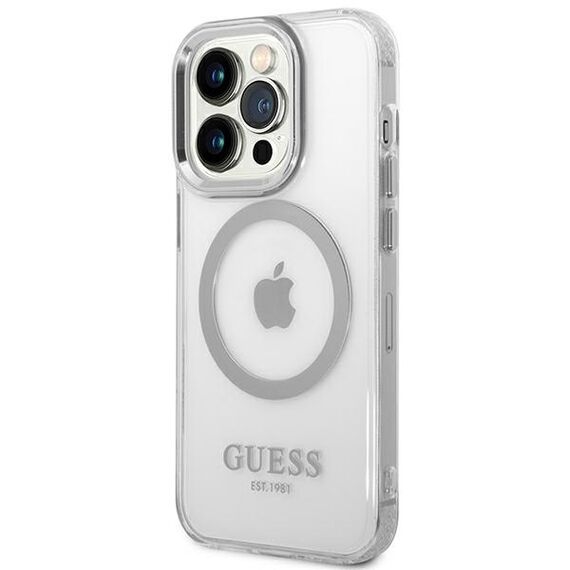 Guess GUHMP14LHTRMS iPhone 14 Pro 6.1" silver/silver hard case Metal Outline Magsafe | Techbox