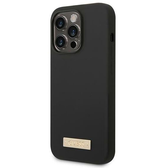 Guess GUHMP14LSBPLK iPhone 14 Pro 6.1" black/black hard case Silicone Logo Plate MagSafe | Techbox