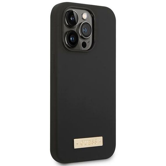Guess GUHMP14LSBPLK iPhone 14 Pro 6.1" black/black hard case Silicone Logo Plate MagSafe | Techbox