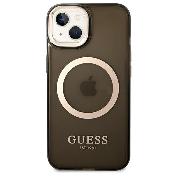 Guess GUHMP14MHTCMK iPhone 14 Plus 6.7" black/black hard case Gold Outline Translucent MagSafe | Techbox