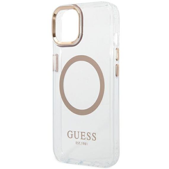 Guess GUHMP14MHTRMD iPhone 14 Plus 6,7" zÅ‚oty/gold hard case Metal Outline Magsafe - Apple Cases - Cases - Techbox