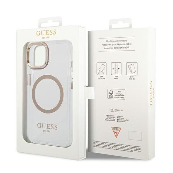 Guess GUHMP14MHTRMD iPhone 14 Plus 6,7" zÅ‚oty/gold hard case Metal Outline Magsafe - Apple Cases - Cases - Techbox