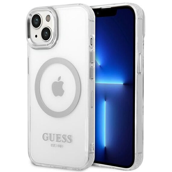 Guess GUHMP14MHTRMS iPhone 14 Plus 6.7" silver/silver hard case Metal Outline Magsafe - Apple Cases - Cases - Techbox
