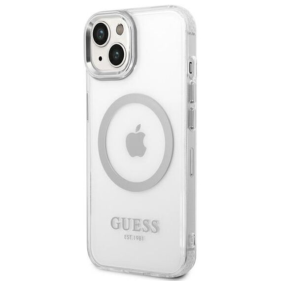 Guess GUHMP14MHTRMS iPhone 14 Plus 6.7" silver/silver hard case Metal Outline Magsafe - Apple Cases - Cases - Techbox