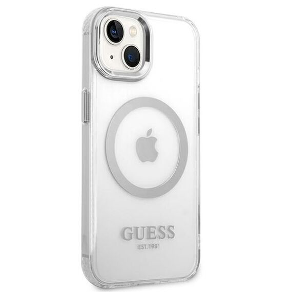 Guess GUHMP14MHTRMS iPhone 14 Plus 6.7" silver/silver hard case Metal Outline Magsafe - Apple Cases - Cases - Techbox