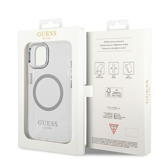 Guess GUHMP14MHTRMS iPhone 14 Plus 6.7" silver/silver hard case Metal Outline Magsafe - Apple Cases - Cases - Techbox