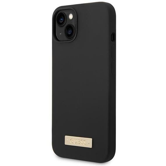 Guess GUHMP14MSBPLK iPhone 14 Plus 6.7" black/black hard case Silicone Logo Plate MagSafe | Techbox