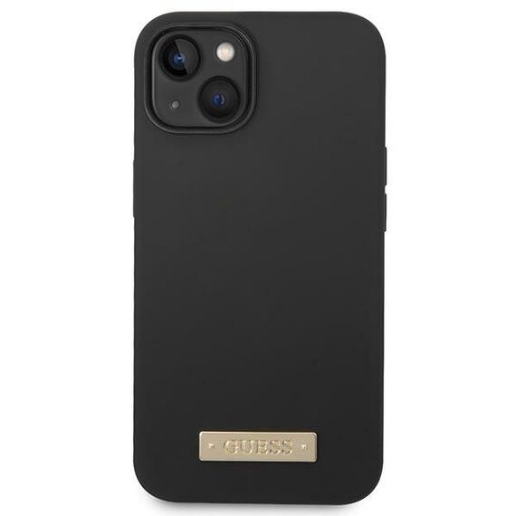 Guess GUHMP14MSBPLK iPhone 14 Plus 6.7" black/black hard case Silicone Logo Plate MagSafe | Techbox