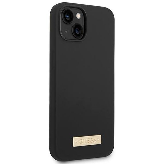 Guess GUHMP14MSBPLK iPhone 14 Plus 6.7" black/black hard case Silicone Logo Plate MagSafe | Techbox