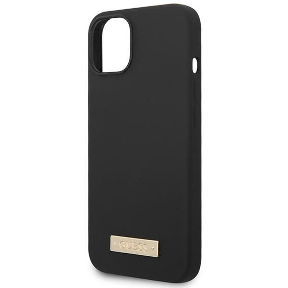 Guess GUHMP14MSBPLK iPhone 14 Plus 6.7" black/black hard case Silicone Logo Plate MagSafe | Techbox