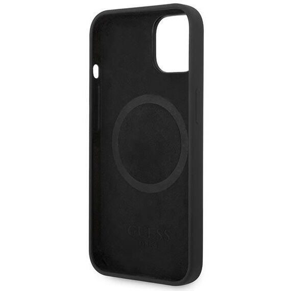 Guess GUHMP14MSBPLK iPhone 14 Plus 6.7" black/black hard case Silicone Logo Plate MagSafe | Techbox