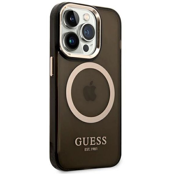 Guess GUHMP14XHTCMK iPhone 14 Pro Max 6.7" black/black hard case Gold Outline Translucent MagSafe - Apple Cases - Cases - Techbox