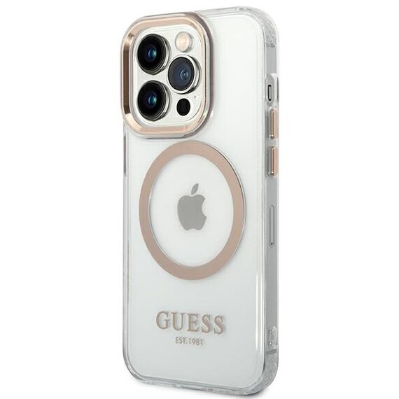 Guess GUHMP14XHTRMD iPhone 14 Pro Max 6.7 "gold / gold hard case Metal Outline Magsafe - Apple Cases - Cases - Techbox