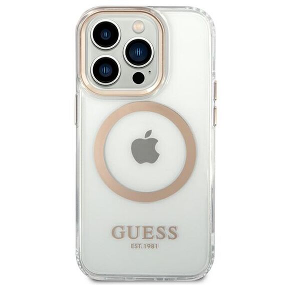 Guess GUHMP14XHTRMD iPhone 14 Pro Max 6.7 "gold / gold hard case Metal Outline Magsafe - Apple Cases - Cases - Techbox