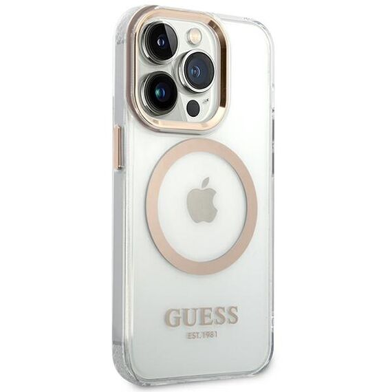 Guess GUHMP14XHTRMD iPhone 14 Pro Max 6.7 "gold / gold hard case Metal Outline Magsafe - Apple Cases - Cases - Techbox