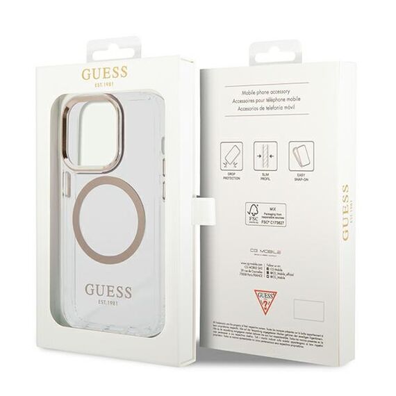 Guess GUHMP14XHTRMD iPhone 14 Pro Max 6.7 "gold / gold hard case Metal Outline Magsafe - Apple Cases - Cases - Techbox