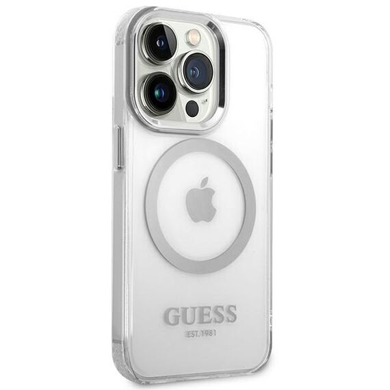 Guess GUHMP14XHTRMS iPhone 14 Pro Max 6.7" silver/silver hard case Metal Outline Magsafe - Apple Cases - Cases - Techbox