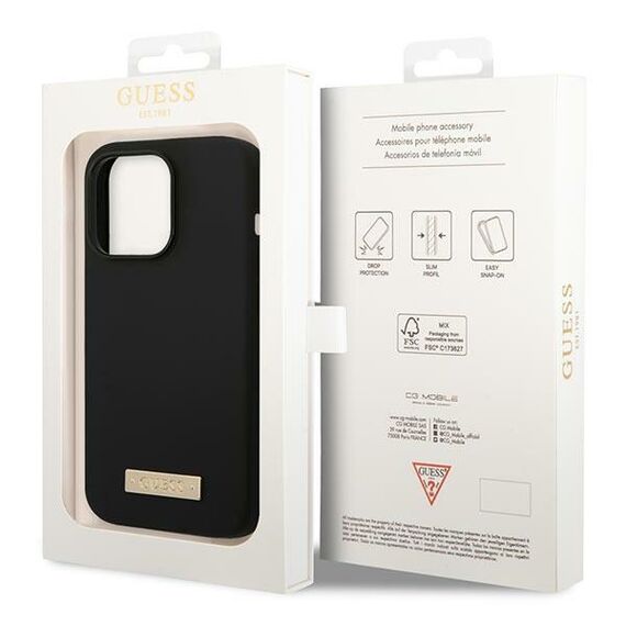 Guess GUHMP14XSBPLK iPhone 14 Pro Max 6.7" black/black hard case Silicone Logo Plate MagSafe - Apple Cases - Cases - Techbox