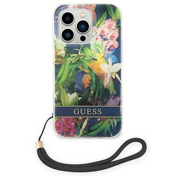 Guess GUOHCP14LHFLSB iPhone 14 Pro 6.1 "blue / blue hardcase Flower Strap | Techbox