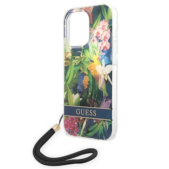 Guess GUOHCP14LHFLSB iPhone 14 Pro 6.1 "blue / blue hardcase Flower Strap | Techbox