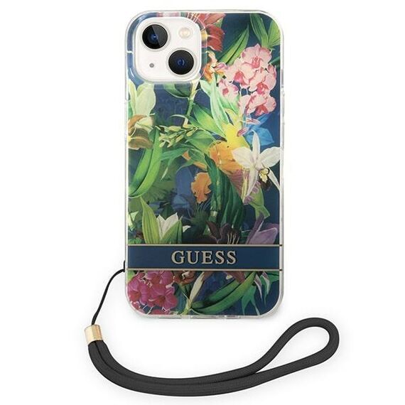 Guess GUOHCP14MHFLSB iPhone 14 Plus 6,7" niebieski/blue hardcase Flower Strap - Apple Cases - Cases - Techbox