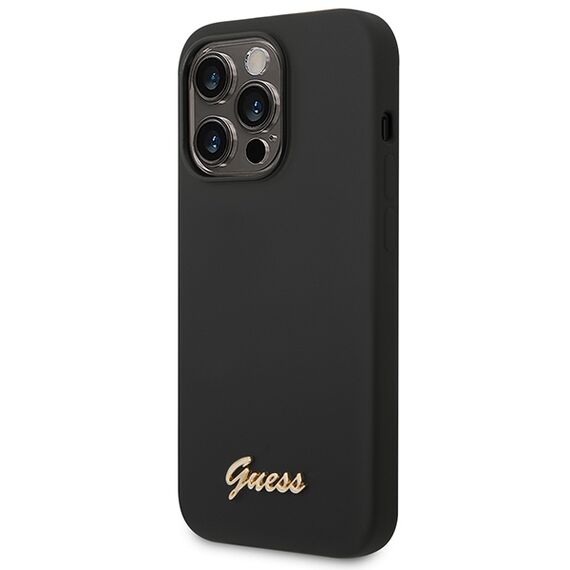 Guess Silicone Vintage Gold Logo iPhone 14 Pro Case - Black - Uncategorized Cases (2) - Cases - Techbox