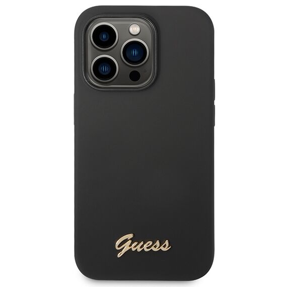 Guess Silicone Vintage Gold Logo iPhone 14 Pro Case - Black - Uncategorized Cases (2) - Cases - Techbox