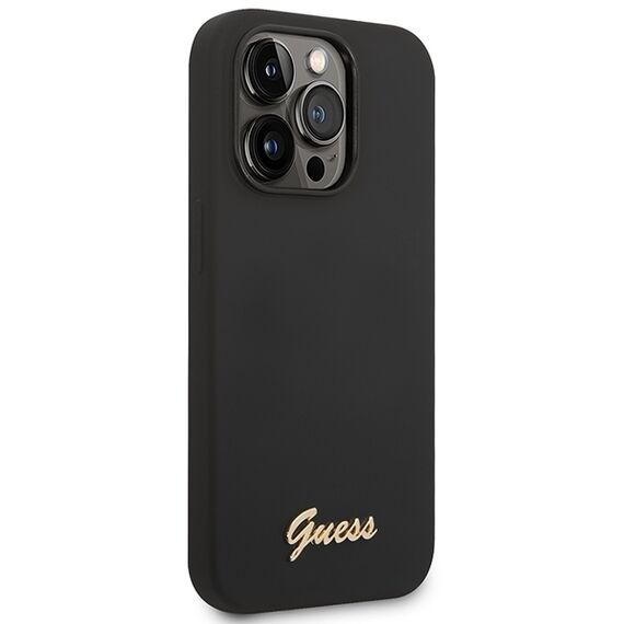 Guess Silicone Vintage Gold Logo iPhone 14 Pro Case - Black - Uncategorized Cases (2) - Cases - Techbox