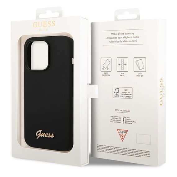 Guess Silicone Vintage Gold Logo iPhone 14 Pro Case - Black - Uncategorized Cases (2) - Cases - Techbox