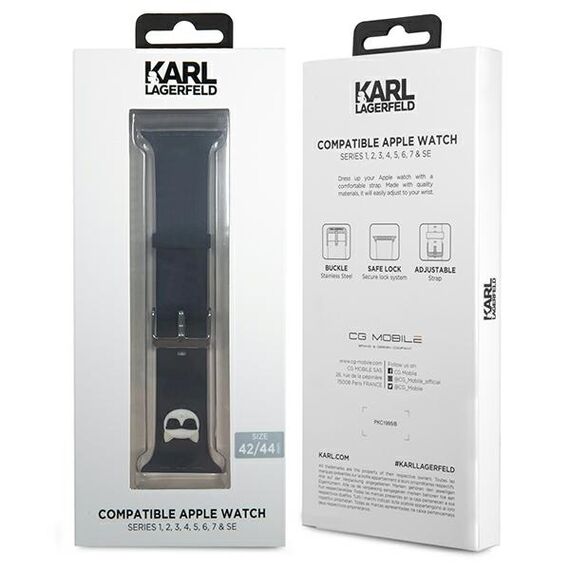 Karl Lagerfeld KLAWLSLCK Apple Watch Strap 42/44 / 45mm black / black strap Silicone Choupette Heads | Techbox