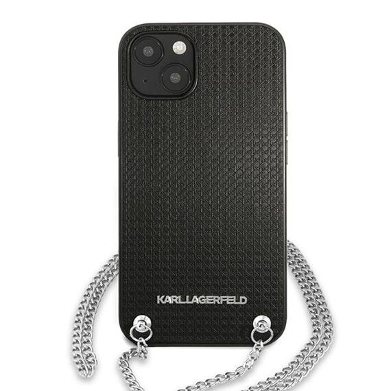 Karl Lagerfeld KLHCP13SPMK iPhone 13 mini 5,4 "hardcase black / black Leather Textured and Chain | Techbox