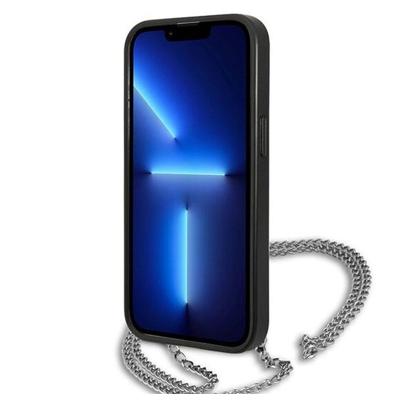 Karl Lagerfeld KLHCP13SPMK iPhone 13 mini 5,4 "hardcase black / black Leather Textured and Chain | Techbox