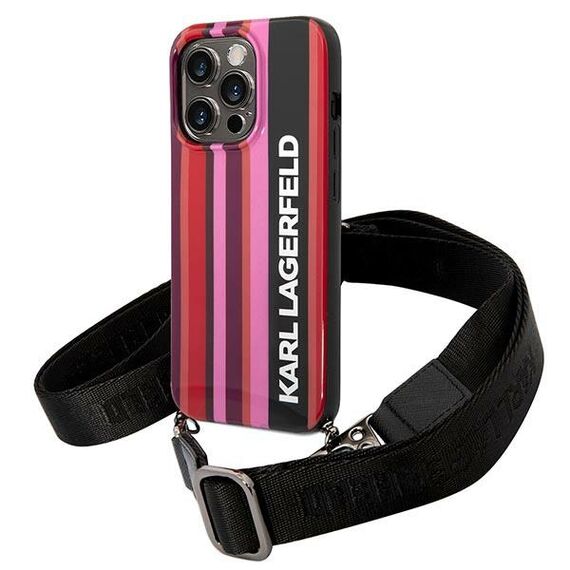 Karl Lagerfeld KLHCP14LSTSTP iPhone 14 Pro 6,1" hardcase różowy/pink Color Stripes Strap - Apple Cases - Cases - Techbox