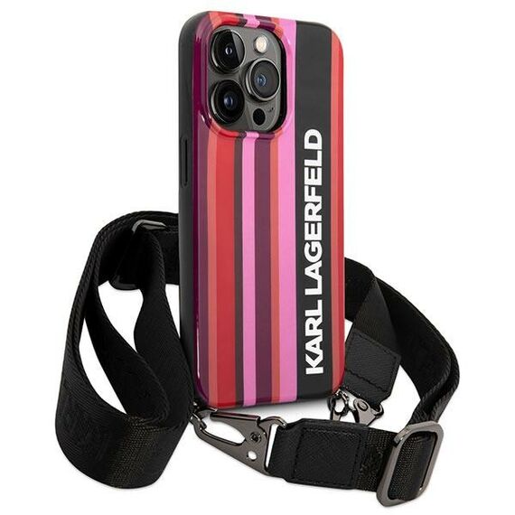 Karl Lagerfeld KLHCP14LSTSTP iPhone 14 Pro 6,1" hardcase różowy/pink Color Stripes Strap - Apple Cases - Cases - Techbox