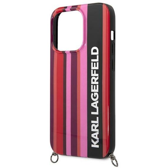 Karl Lagerfeld KLHCP14LSTSTP iPhone 14 Pro 6,1" hardcase różowy/pink Color Stripes Strap - Apple Cases - Cases - Techbox