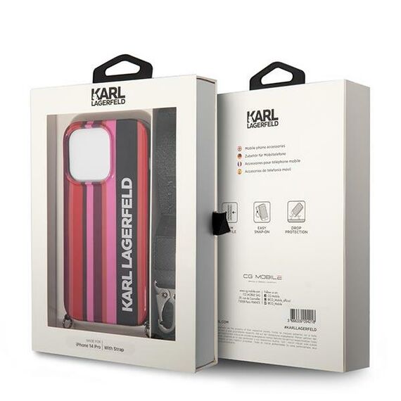 Karl Lagerfeld KLHCP14LSTSTP iPhone 14 Pro 6,1" hardcase różowy/pink Color Stripes Strap - Apple Cases - Cases - Techbox