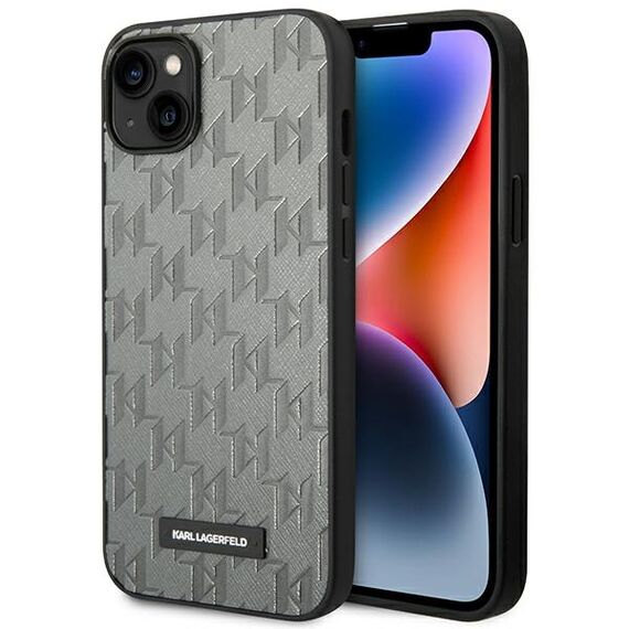 Karl Lagerfeld KLHCP14MSAKLHPG iPhone 14 Plus 6.7 "hardcase gray / gray Saffiano Mono Metal Logo | Techbox