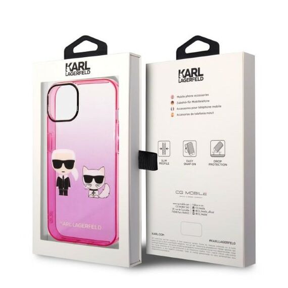Karl Lagerfeld KLHCP14MTGKCP iPhone 14 Plus 6,7" hardcase różowy/pink Gradient Ikonik Karl & Choupette | Techbox