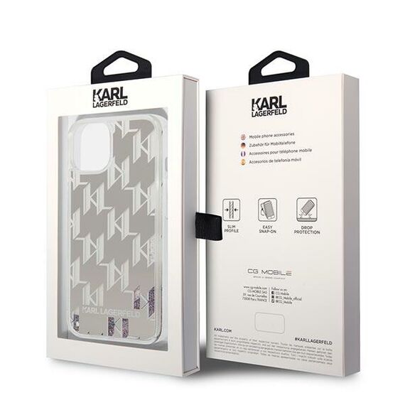 Karl Lagerfeld KLHCP14SLMNMS iPhone 14 6.1 "hardcase silver / silver Liquid Glitter Monogram - Apple Cases - Cases - Techbox