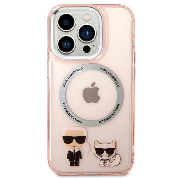 Karl Lagerfeld KLHMP14LHKCP iPhone 14 Pro 6.1" hardcase pink/pink Karl &amp; Choupette Aluminum Magsafe - Apple Cases - Cases - Techbox