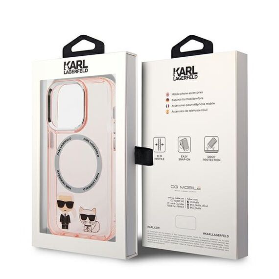 Karl Lagerfeld KLHMP14LHKCP iPhone 14 Pro 6.1" hardcase pink/pink Karl &amp; Choupette Aluminum Magsafe - Apple Cases - Cases - Techbox