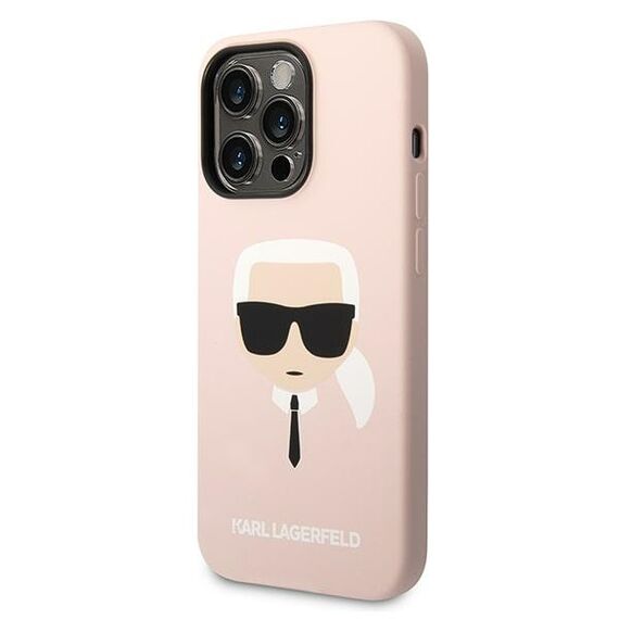 Karl Lagerfeld KLHMP14XSLKHLP iPhone 14 Pro Max 6.7 "hardcase light pink / light pink Silicone Karl`s Head Magsafe | Techbox
