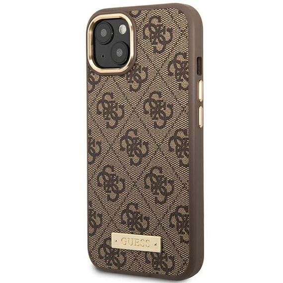 Guess GUHMP14MU4GPRW iPhone 14 Plus 6,7" brÄ…zowy/brown hard case 4G Logo Plate MagSafe - Apple Cases - Cases - Techbox