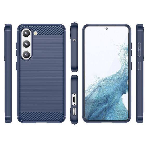 Carbon Case for Samsung Galaxy S23+ flexible silicone carbon cover blue | Techbox