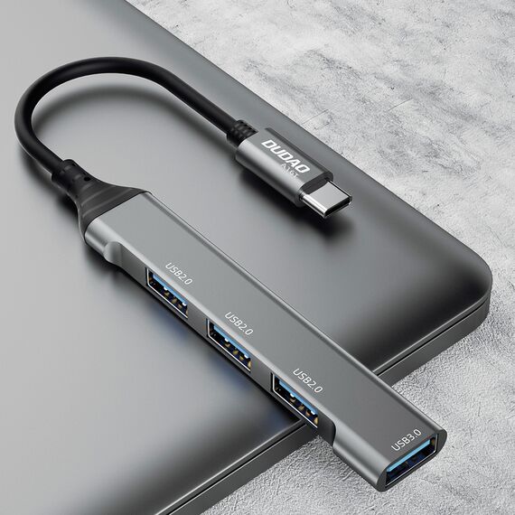 Dudao HUB 4in1 USB-C - 4x USB-A (3 x USB2.0 / USB3.0) 6.3cm black (A16T) | Techbox