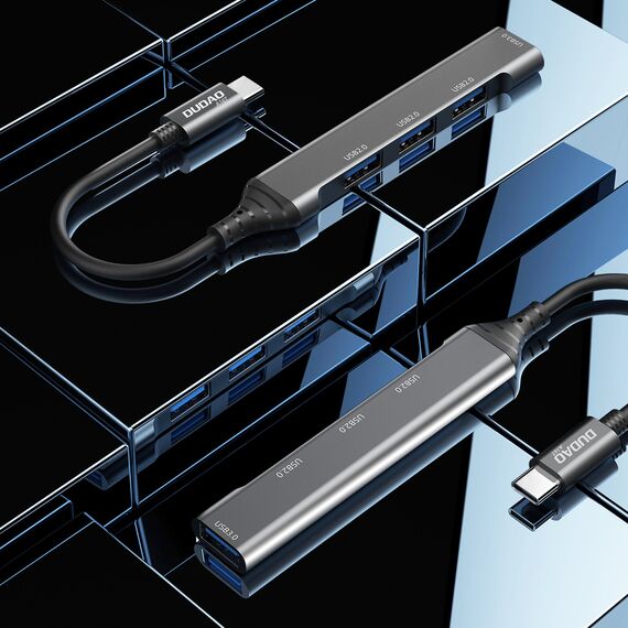 Dudao HUB 4in1 USB-C - 4x USB-A (3 x USB2.0 / USB3.0) 6.3cm black (A16T) | Techbox