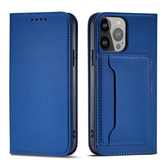Magnet Card Case for Samsung Galaxy S23 Ultra flip cover wallet stand blue | Techbox