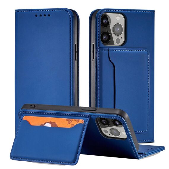 Magnet Card Case for Samsung Galaxy S23 Ultra flip cover wallet stand blue | Techbox