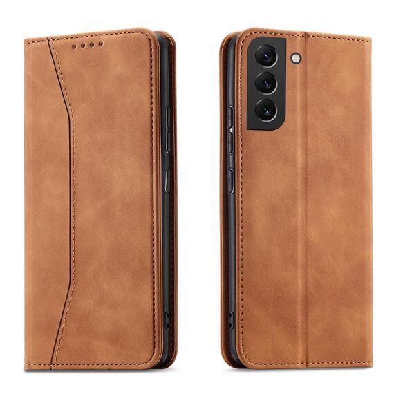 Magnet Fancy Case for Samsung Galaxy S23+ flip cover wallet stand brown | Techbox