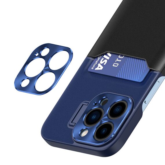 Leather Stand Case case for iPhone 14 Plus cover card wallet with stand blue | Techbox